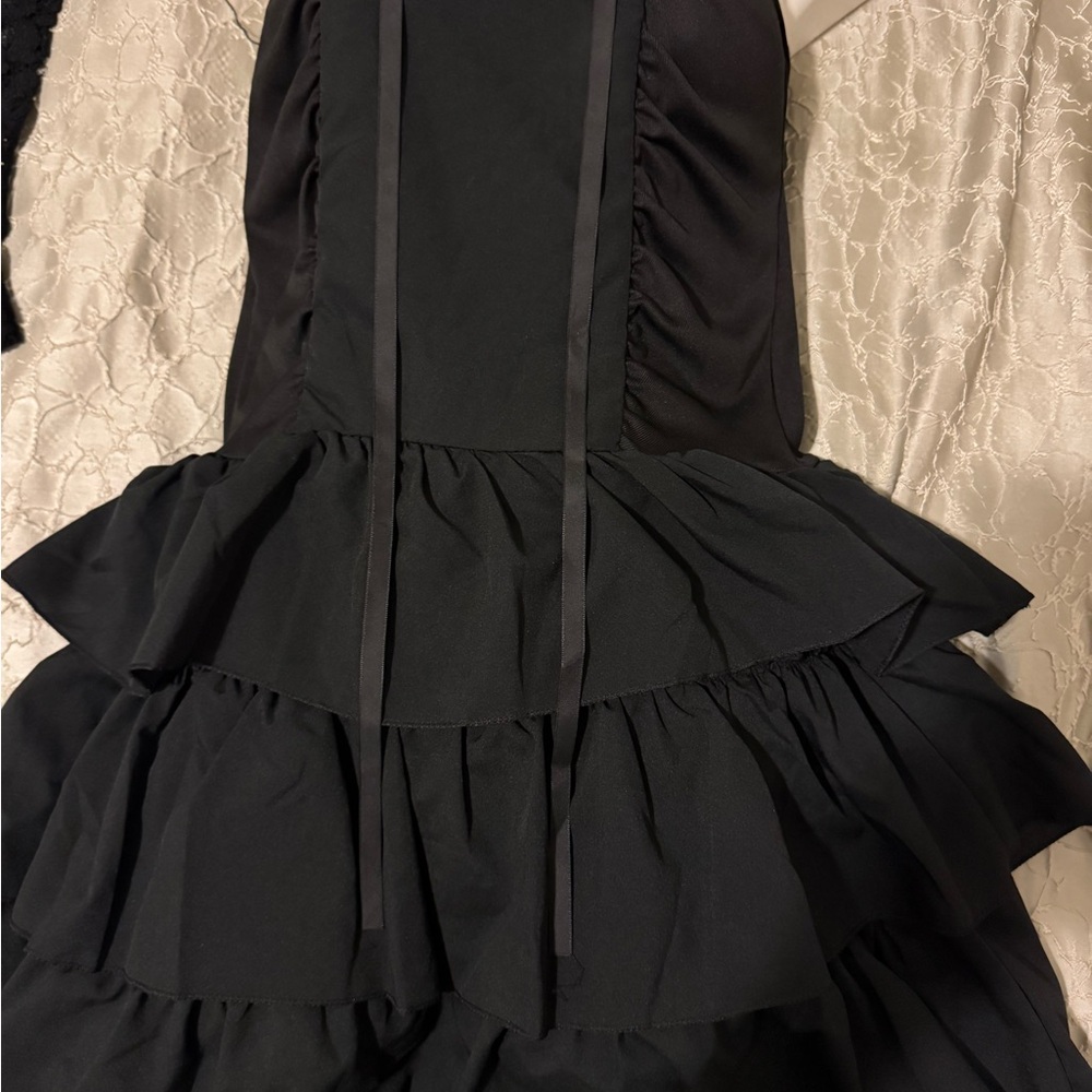 Elegant Black Tiered Mini Dress